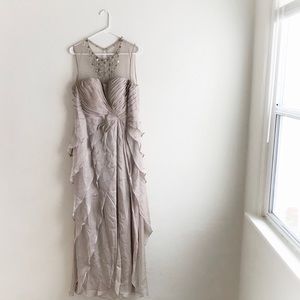 Adrianna Papell sheer organza rhinestone tier gown